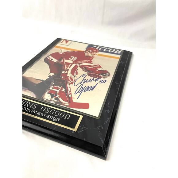 VTG Detroit Red Wings Chris OsGood #30 Hockey NFL Player Signed Autograph Plaque - Picture 3 of 13